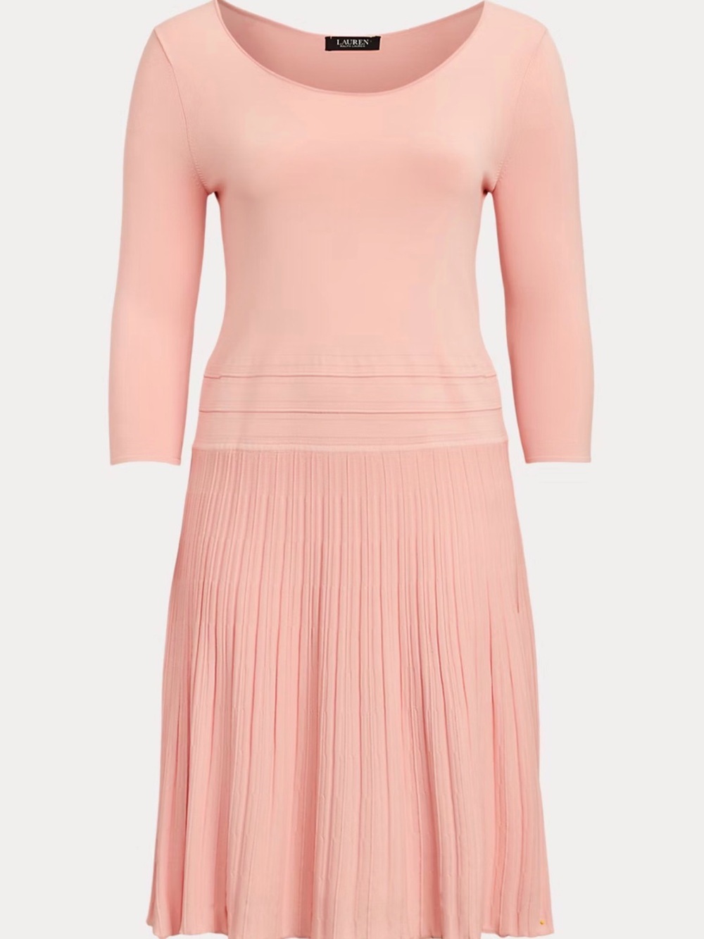 Lauren Ralph Lauren Pink Scoop-Neck Pleated Midi Dress